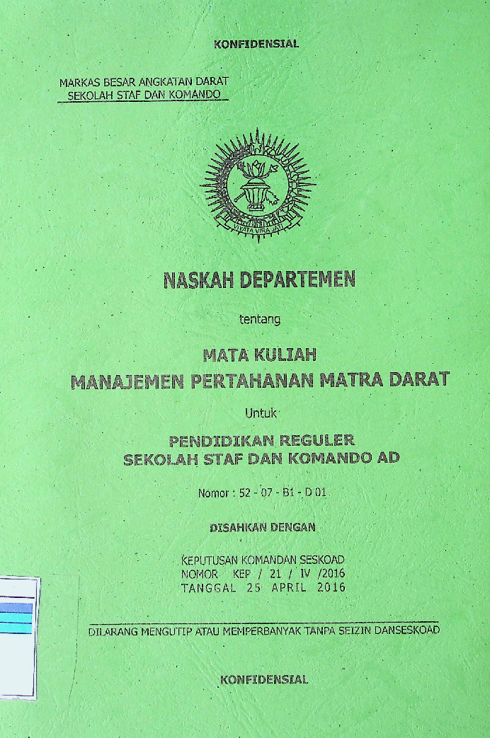 24418 NASKAH DEPARTEMEN TENTANG MATA KULIAH MANAJEMEN PERTAHANAN MATRA DARAT